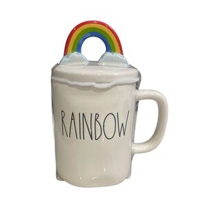🆕 Rae Dunn “RAINBOW” 🌈 coffee mug with lid